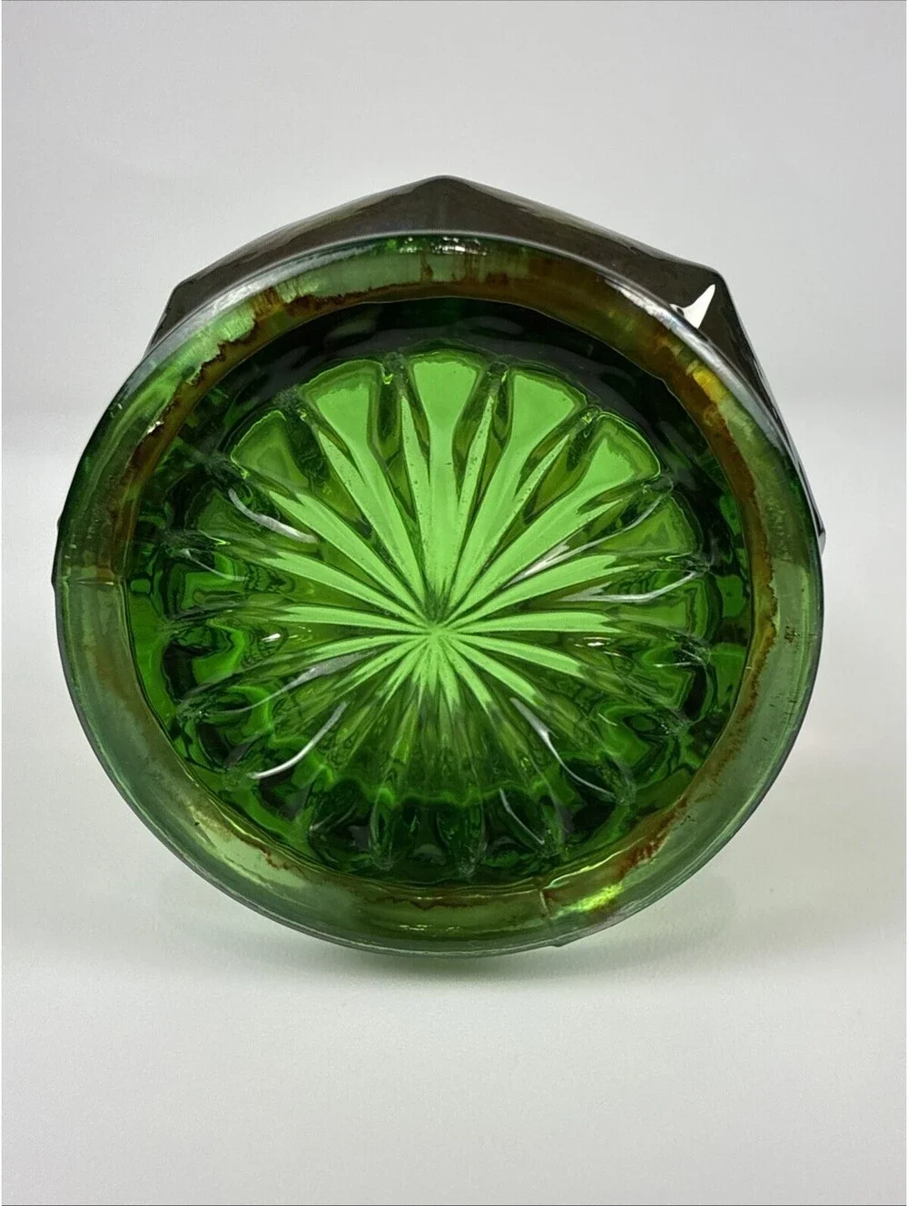 Imperial Green Carnival Glass 3 In 1 Three in One Toothpick Holder Vintage